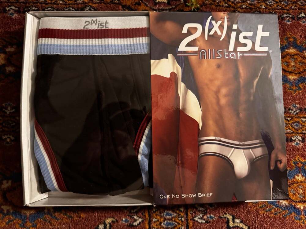 New L 2(x)ist Allstar No Show Brief Black Retro Stripe Cotton Modal Underwear
